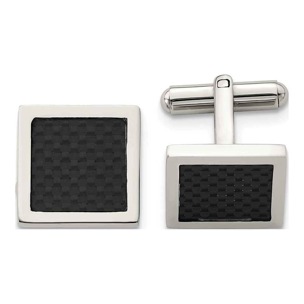 Chisel Stainless Steel Black Carbon Fiber Cufflinks