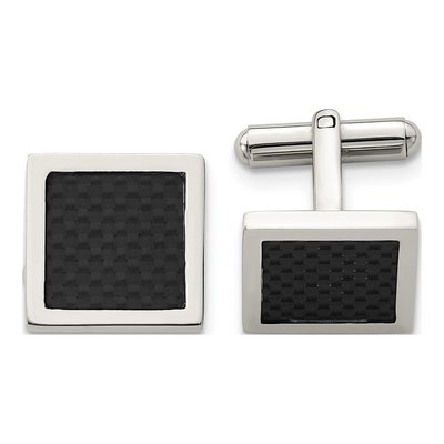 Stainless Steel Black Carbon Fiber Cufflinks