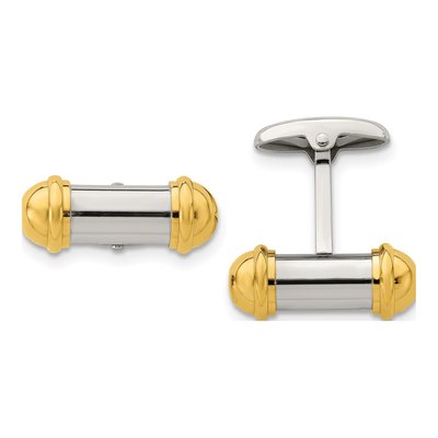Men's Stainless Steel Gold-Tone Cufflinks