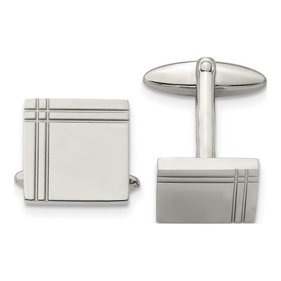 Stainless Steel Polished Square Cufflinks