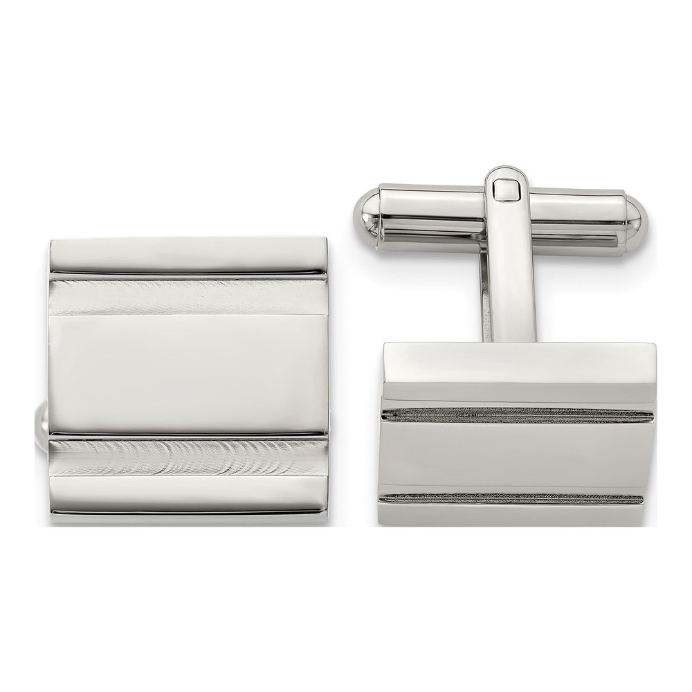 Men's Stainless Steel Polished Square Cufflinks