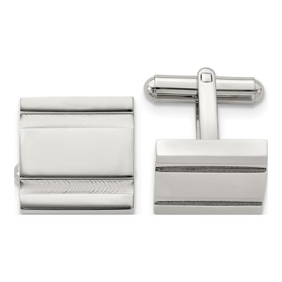 Men's Stainless Steel Polished Square Cufflinks