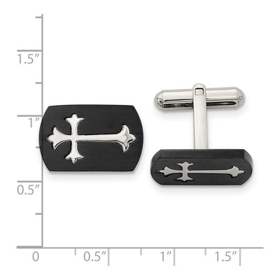 Stainless Steel Black IP Cross Cufflinks – view 3