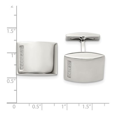 Stainless Steel Polished CZ Men's Cufflinks – view 5