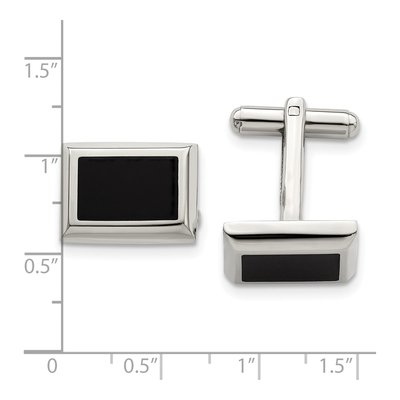 Stainless Steel Black IP Rectangle Cufflinks – view 5