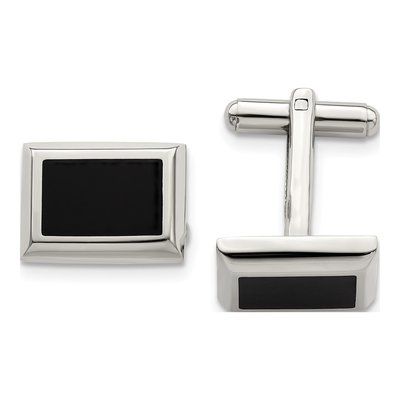 Stainless Steel Black IP Rectangle Cufflinks