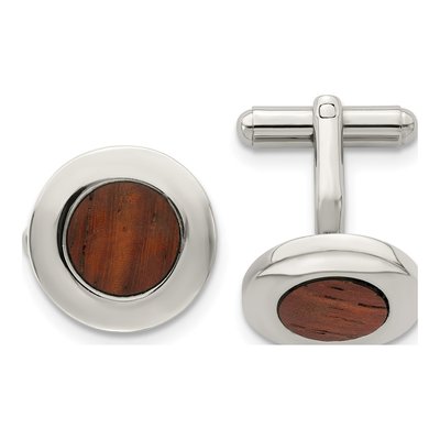 Men's Stainless Steel Koa Wood Cufflinks