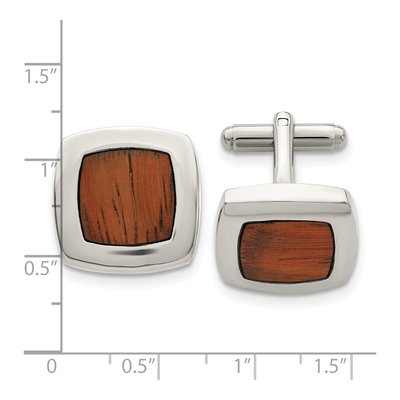 Stainless Steel Koa Wood Cufflinks for Men – view 3