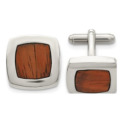 Stainless Steel Koa Wood Cufflinks for Men