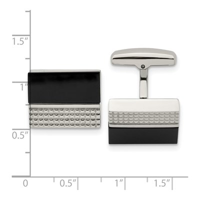 Men's Stainless Steel Black Agate Square Cufflinks – view 4