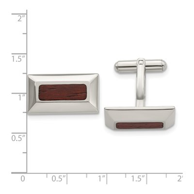 Stainless Steel Wood Inlay Cufflinks – view 4