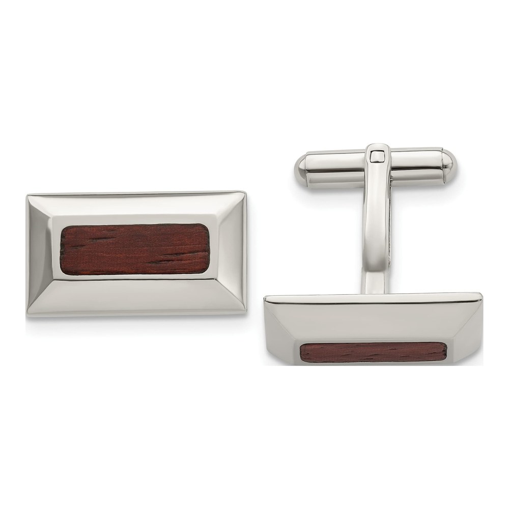 Stainless Steel Wood Inlay Cufflinks