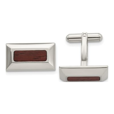 Stainless Steel Wood Inlay Cufflinks