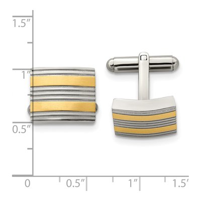 Men's Chisel Stainless Steel Yellow IP Cufflinks – view 4