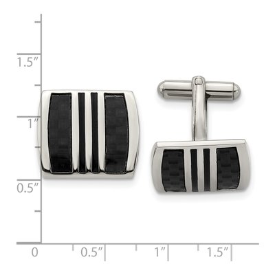 Stainless Steel Chisel Polished With Black Carbon Fiber Inlay And Enamel Cufflinks – view 4