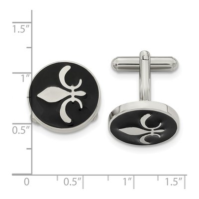 Men's Chisel Stainless Steel Fleur de Lis Cufflinks – view 4