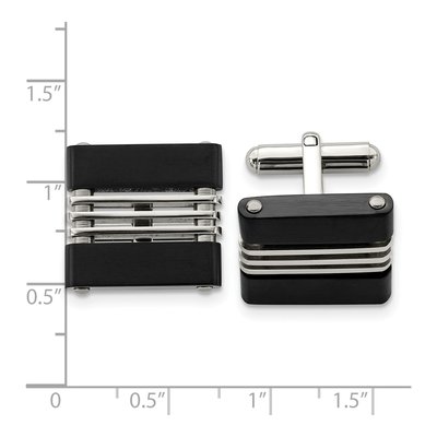 Men's Stainless Steel Black IP Cufflinks – view 3