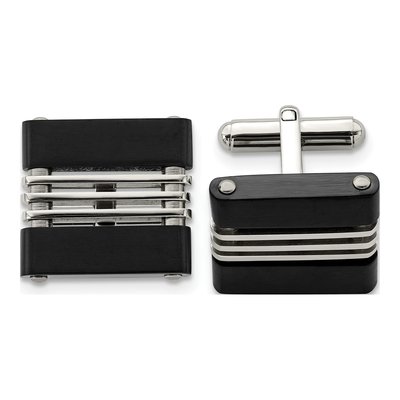 Men's Stainless Steel Black IP Cufflinks