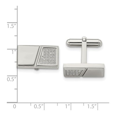 Men's Stainless Steel CZ Rectangle Cufflinks – view 3