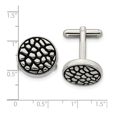 Men's Stainless Steel Antiqued Circle Cufflinks – view 3