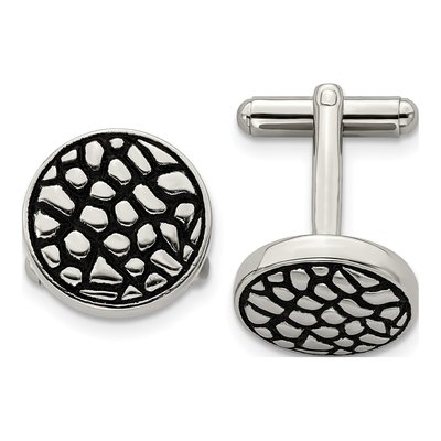 Men's Stainless Steel Antiqued Circle Cufflinks