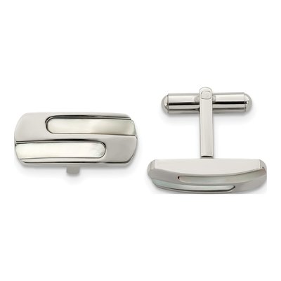 Men's Stainless Steel Mother of Pearl Cufflinks