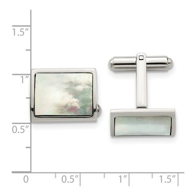 Men's Stainless Steel Mother of Pearl Cufflinks – view 3