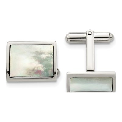 Men's Stainless Steel Mother of Pearl Cufflinks