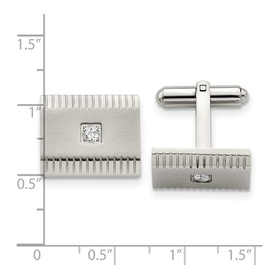 Men's Stainless Steel CZ Square Cufflinks – view 3