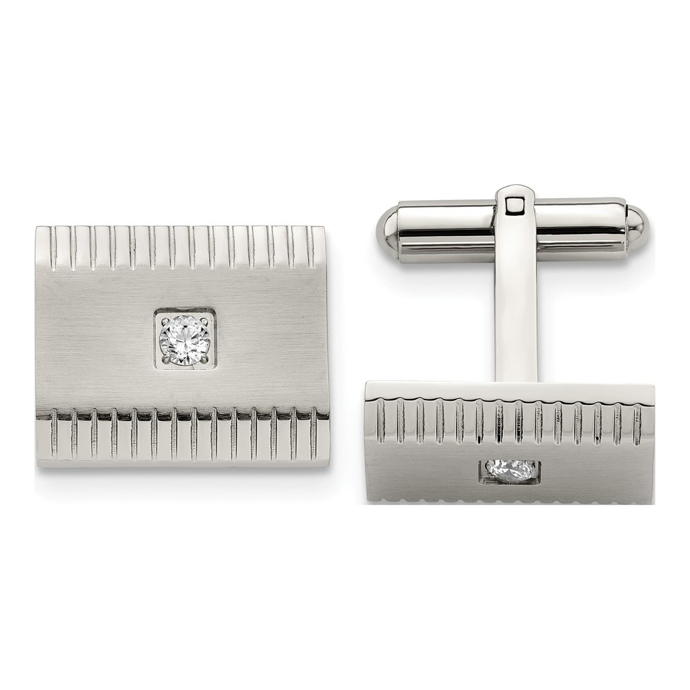 Men's Stainless Steel CZ Square Cufflinks