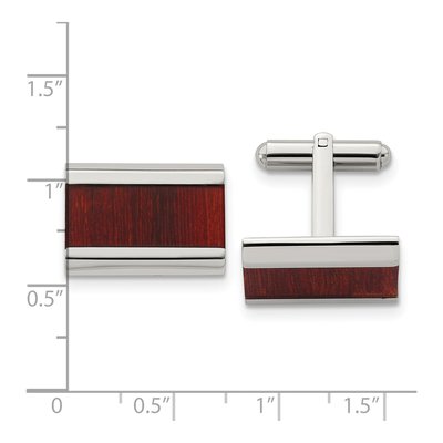 Men's Stainless Steel Red Koa Wood Cufflinks – view 4