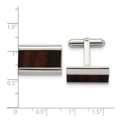 Men's Stainless Steel Black Koa Wood Cufflinks – view 4