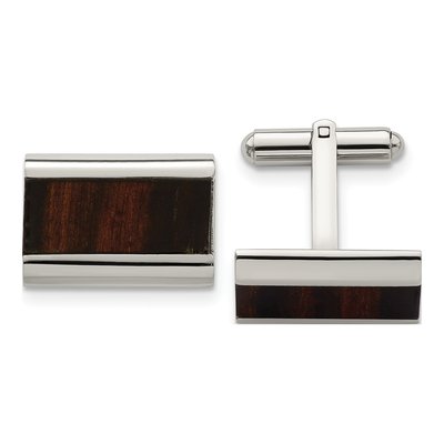 Men's Stainless Steel Black Koa Wood Cufflinks