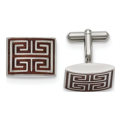 Steel & Koa Wood Cufflinks for Men