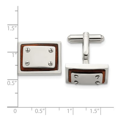 Stainless Steel Koa Wood Cufflinks for Men – view 4
