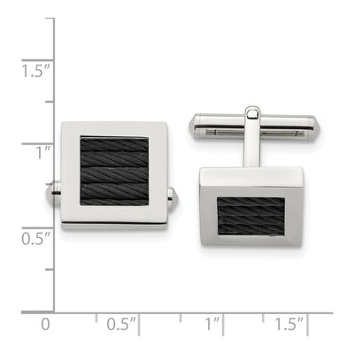 Men's Stainless Steel Black IP Square Cufflinks – view 4