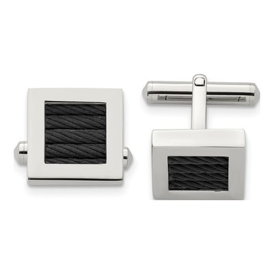 Men's Stainless Steel Black IP Square Cufflinks