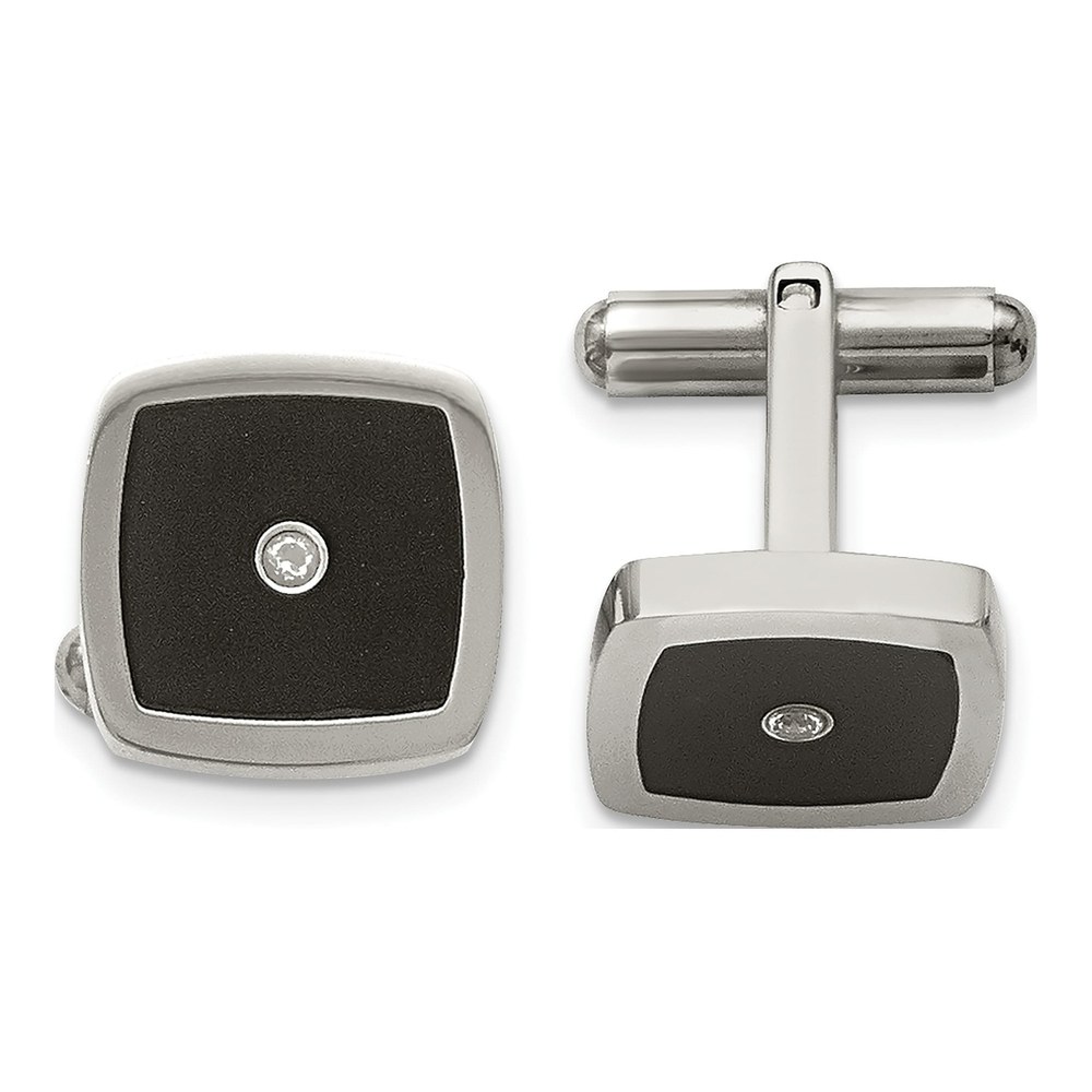 Stainless Steel Enameled CZ Cufflinks