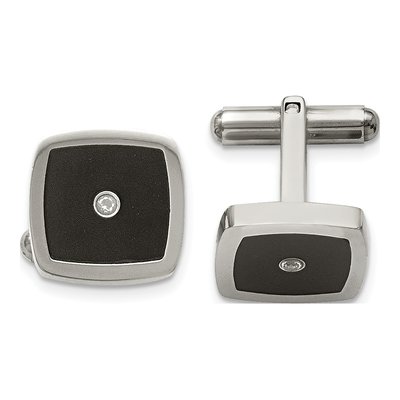 Stainless Steel Enameled CZ Cufflinks