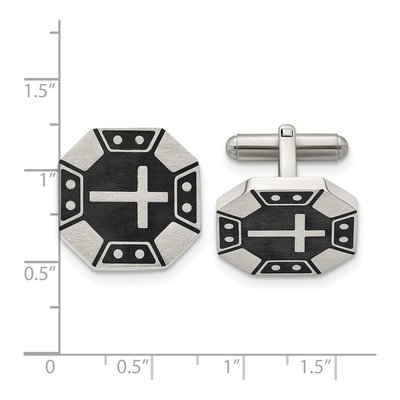 Stainless Steel Black IP Cross Cufflinks – view 3