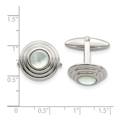 Men's Stainless Steel Mother of Pearl Cufflinks – view 3
