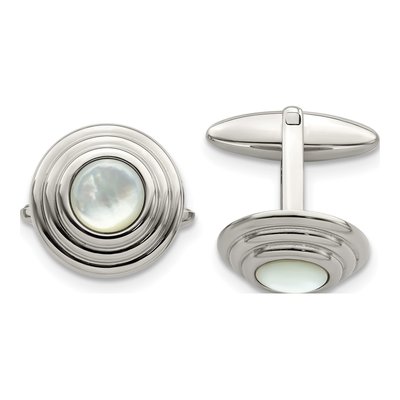 Men's Stainless Steel Mother of Pearl Cufflinks