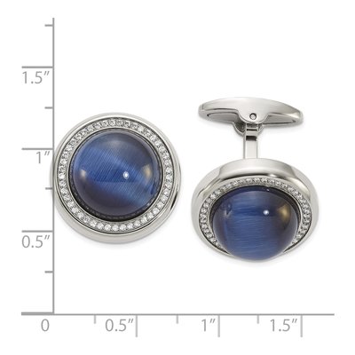 Men's Chisel Stainless Steel CZ & Onyx Cufflinks – view 4