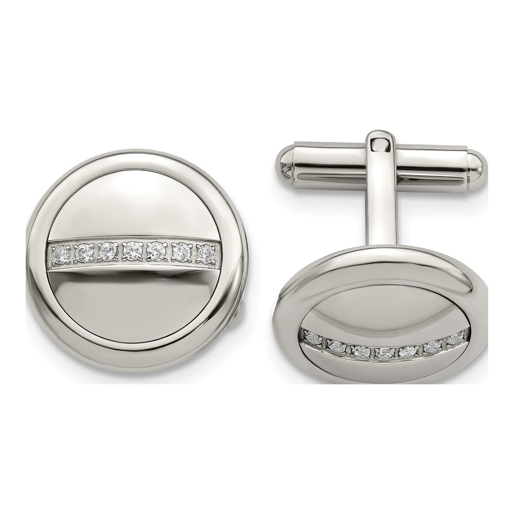 Men's Stainless Steel CZ Circle Cufflinks