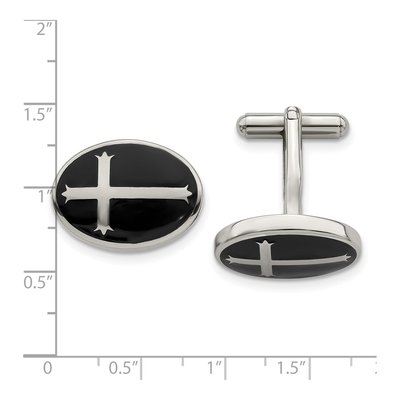 Stainless Steel Cross Circle Cufflinks – view 4