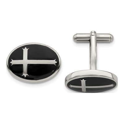 Stainless Steel Cross Circle Cufflinks