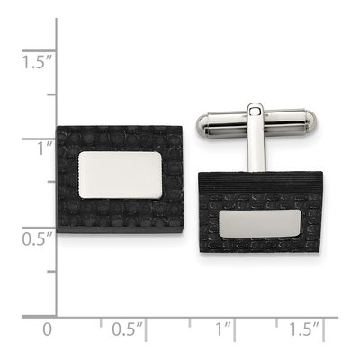 Men's Stainless Steel Carbon Fiber Square Cufflinks – view 3
