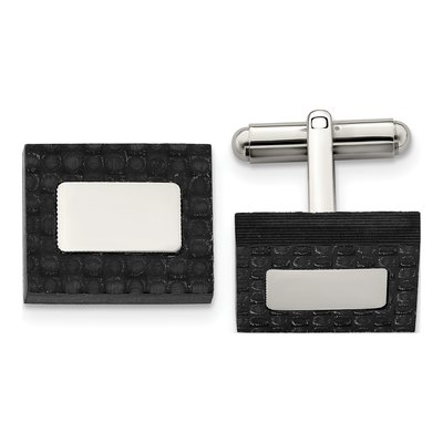 Men's Stainless Steel Carbon Fiber Square Cufflinks