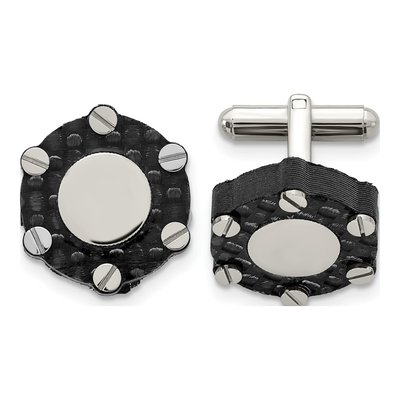 Men's Stainless Steel & Carbon Fiber Cufflinks