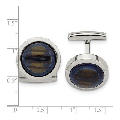 Stainless Steel Cat's Eye Cufflinks, Blue – view 4